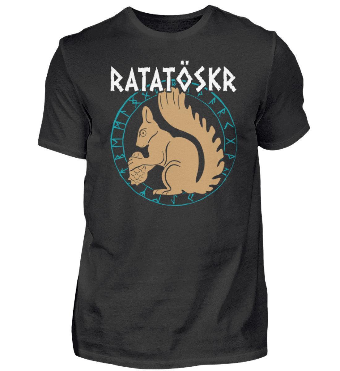 Premium Wikinger T-Shirt "RATATÖSKR" – Eichhörnchen-Design mit Runenkreis - Nordic Viking Wear