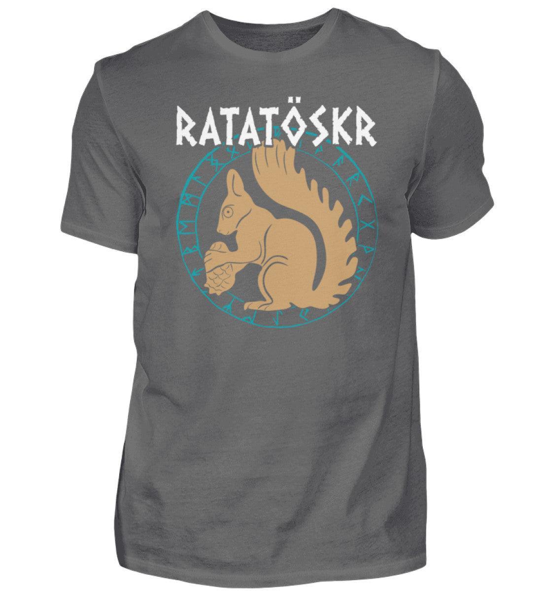Premium Wikinger T-Shirt "RATATÖSKR" – Eichhörnchen-Design mit Runenkreis - Nordic Viking Wear
