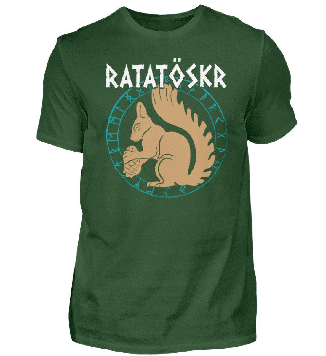 Premium Wikinger T-Shirt "RATATÖSKR" – Eichhörnchen-Design mit Runenkreis - Nordic Viking Wear