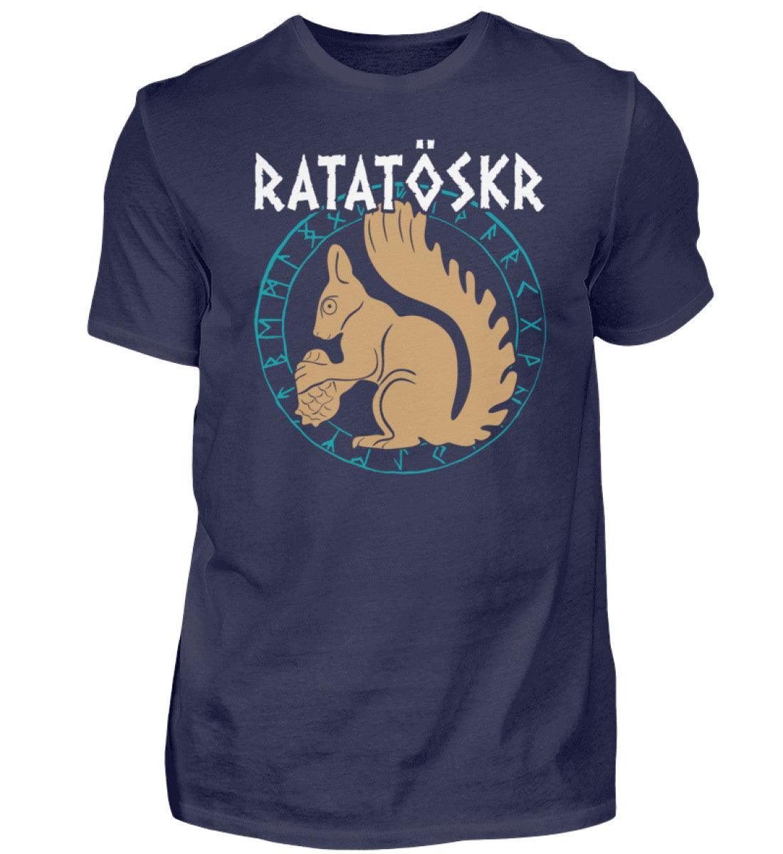 Premium Wikinger T-Shirt "RATATÖSKR" – Eichhörnchen-Design mit Runenkreis - Nordic Viking Wear