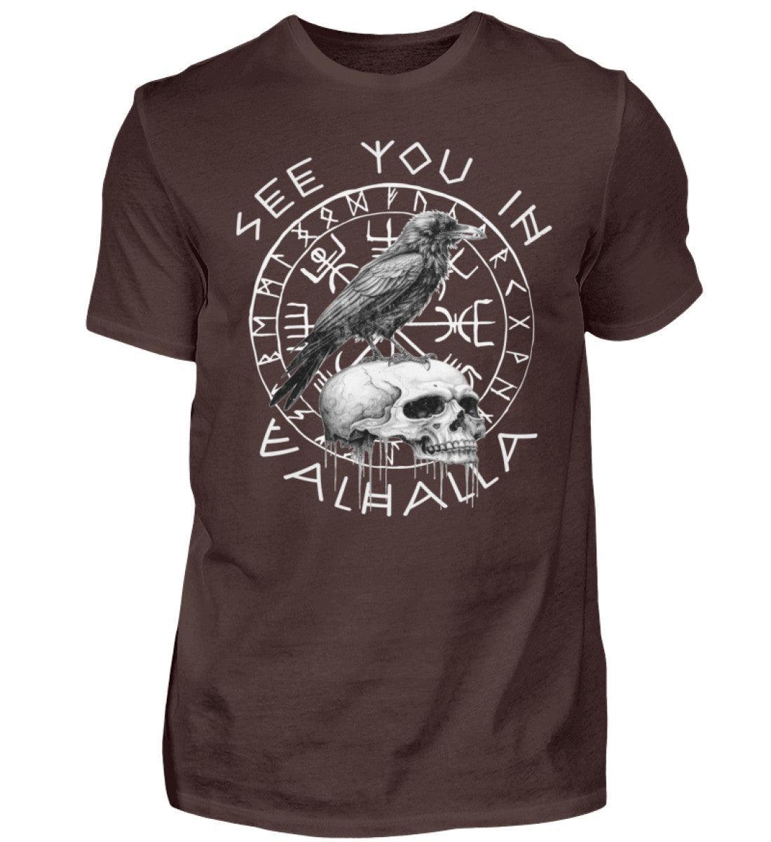 Wikinger-Shirt "See You In Valhalla" mit Raben & Schädel-Motiv - Nordic Viking Wear