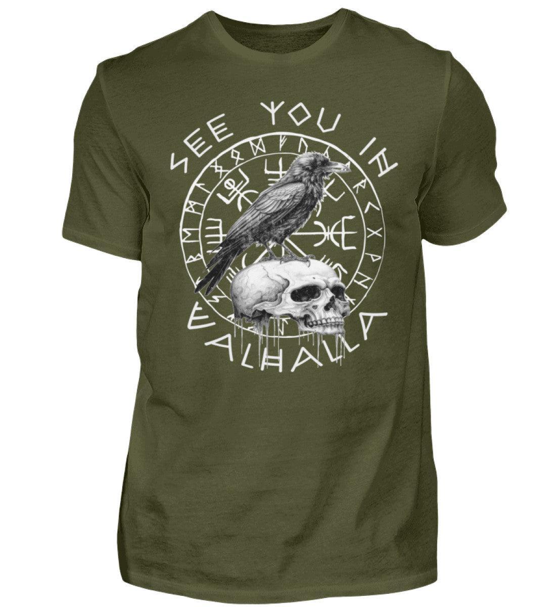 Wikinger-Shirt "See You In Valhalla" mit Raben & Schädel-Motiv - Nordic Viking Wear