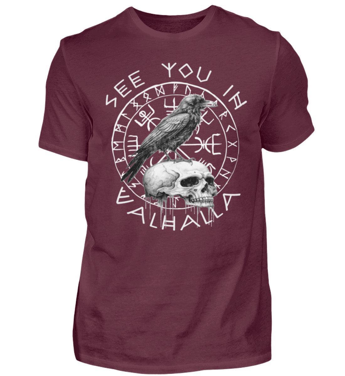 Wikinger-Shirt "See You In Valhalla" mit Raben & Schädel-Motiv - Nordic Viking Wear