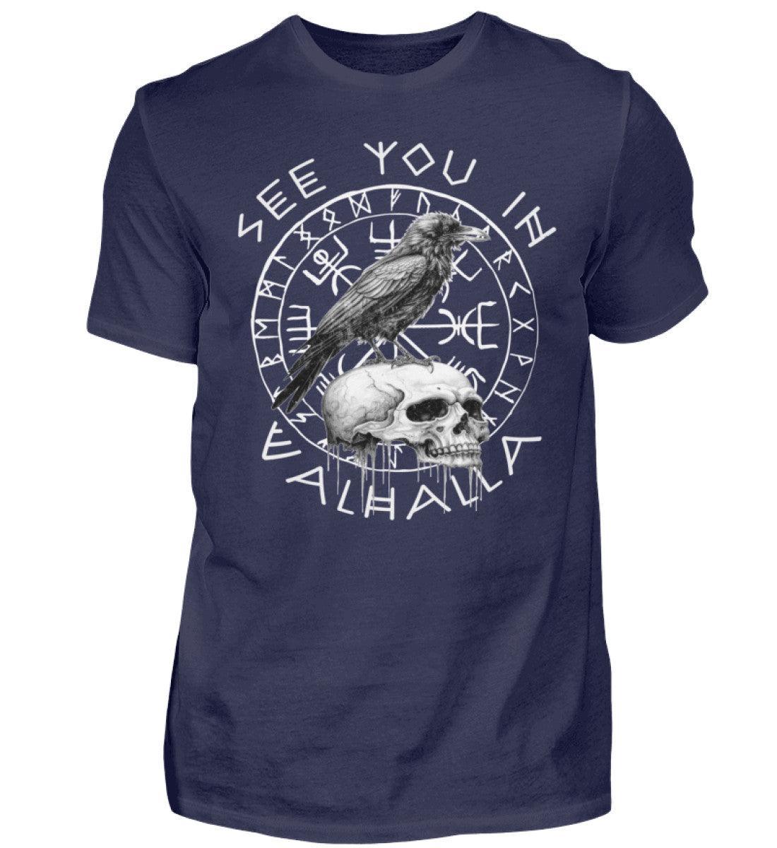 Wikinger-Shirt "See You In Valhalla" mit Raben & Schädel-Motiv - Nordic Viking Wear