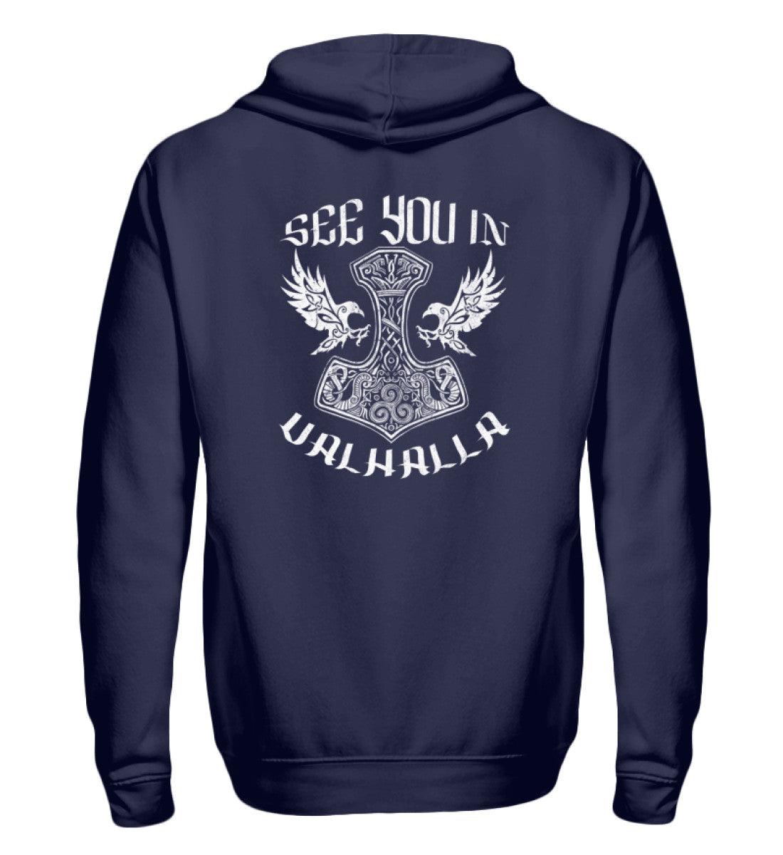 ⚡ See You in Valhalla – Zipp-Hoodie mit Mjölnir & Odins Raben ⚡ - Nordic Viking Wear