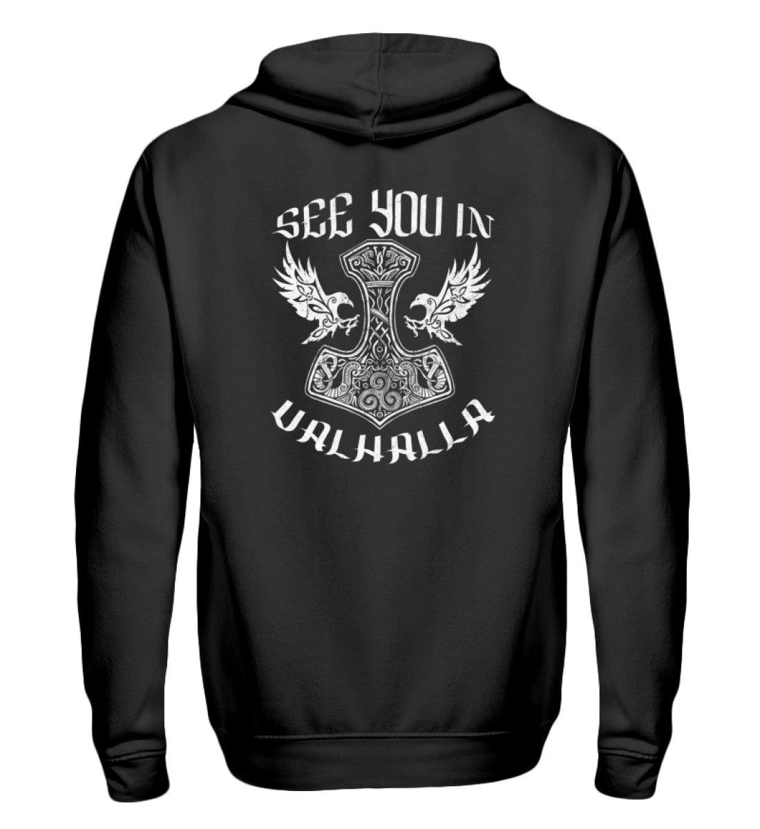 ⚡ See You in Valhalla – Zipp-Hoodie mit Mjölnir & Odins Raben ⚡ - Nordic Viking Wear