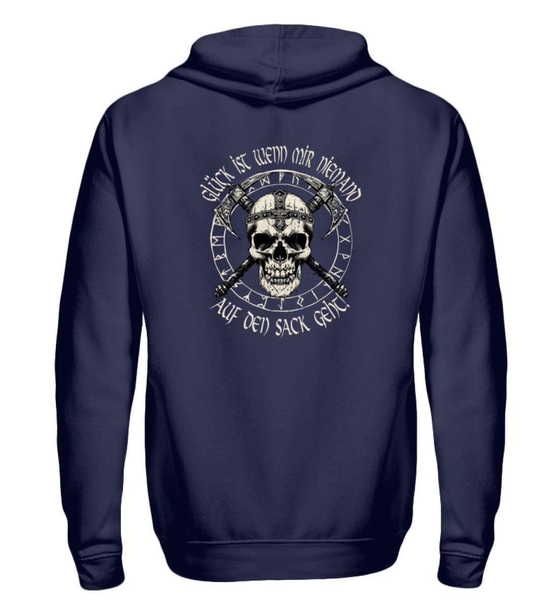☠ Glück ist, wenn mir niemand auf den Sack geht – Wikinger-Zipp-Hoodie für echte Krieger ☠ - Nordic Viking Wear