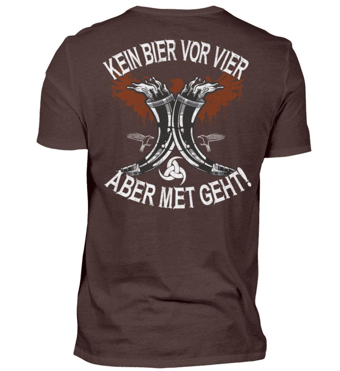 Wikinger-Themen T-Shirt "Kein Bier vor Vier – Aber Met Geht" – Mittelalter-Fanartikel, Met-Liebhaber Geschenk - Nordic Viking Wear