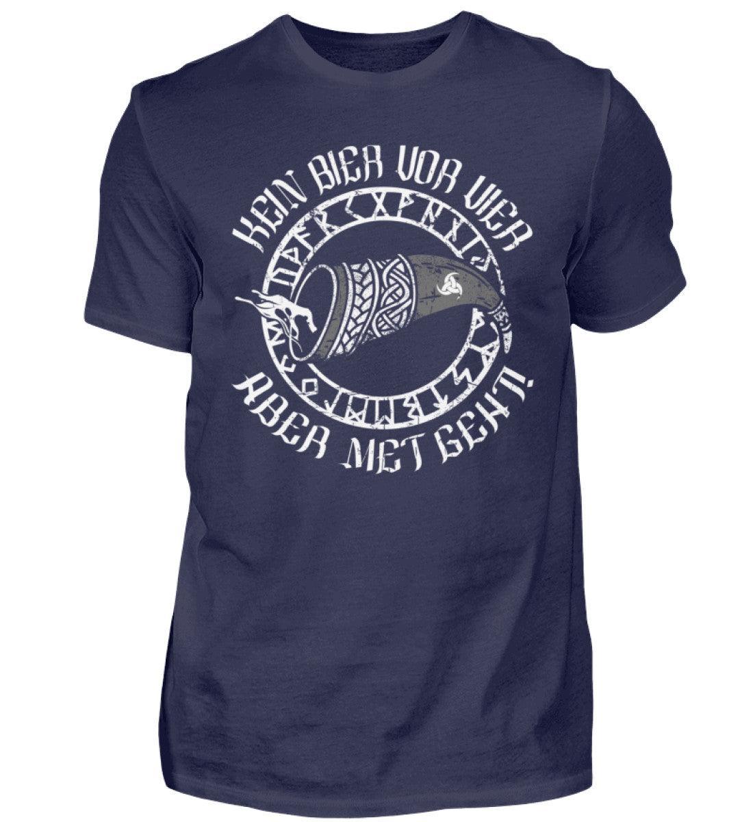 Lustiges Wikinger-Shirt "Kein Bier vor Vier, aber Met geht!" – Humorvolles Nordisches Trink-Motiv - Nordic Viking Wear