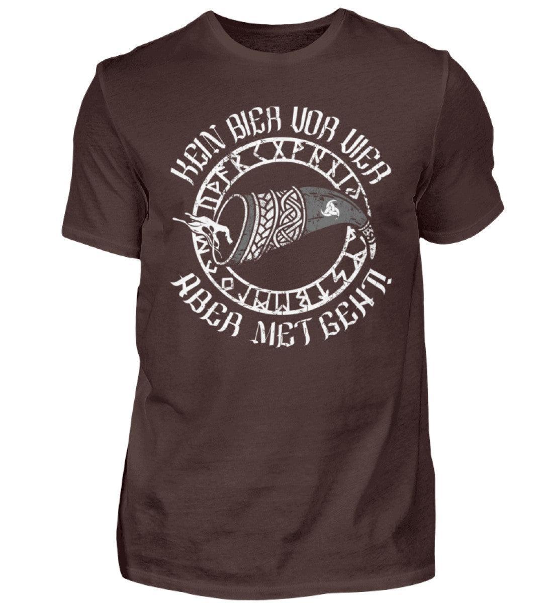 Lustiges Wikinger-Shirt "Kein Bier vor Vier, aber Met geht!" – Humorvolles Nordisches Trink-Motiv - Nordic Viking Wear