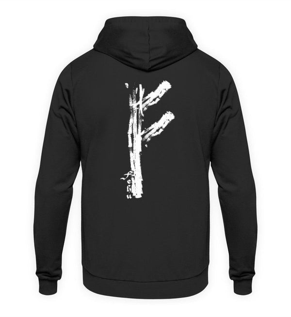Wikinger Hoodie Fehu Runen Backprint - Symbol für Wohlstand und Energie - Nordic Viking Wear