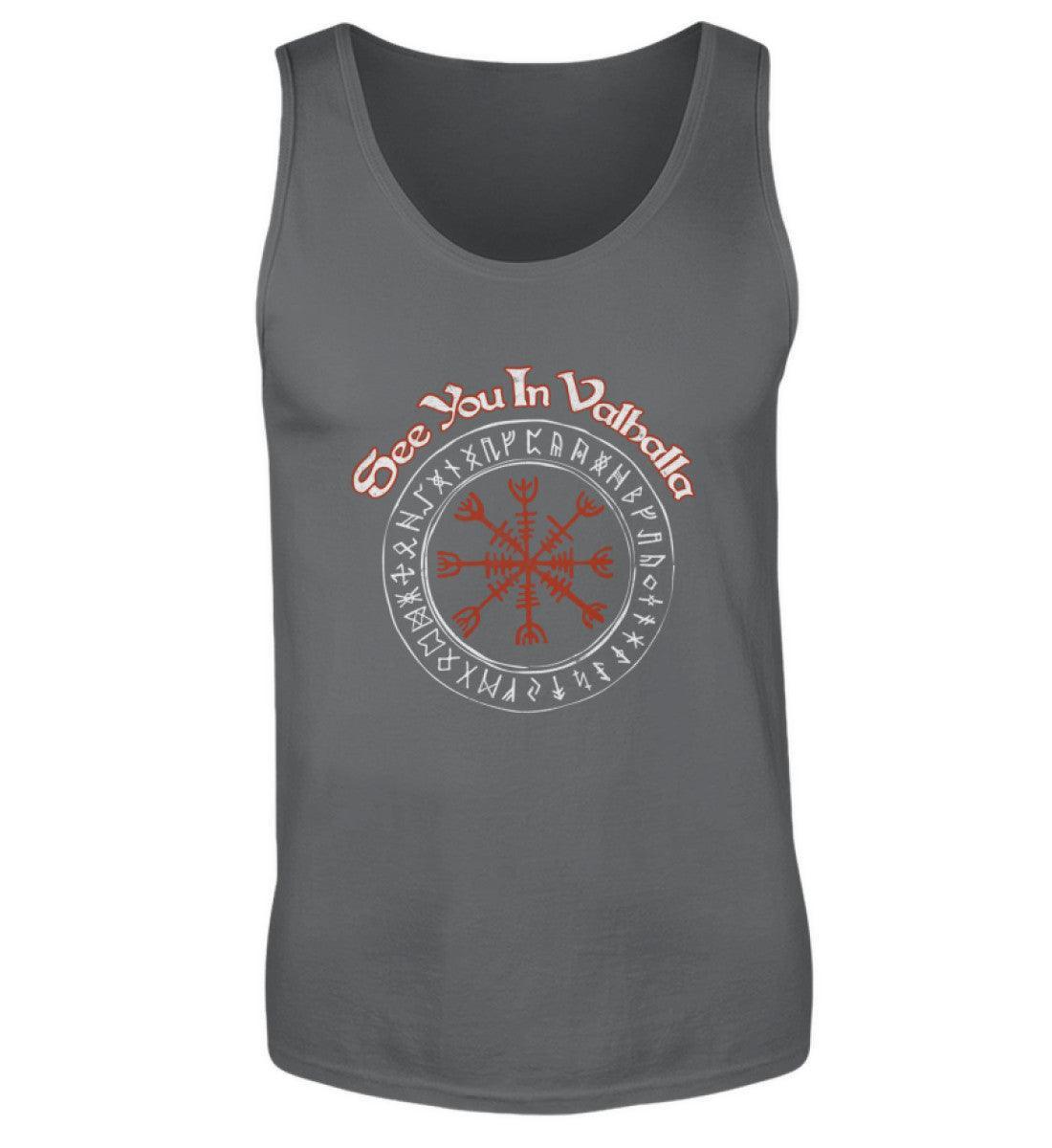 Wikinger Tanktop - "See You In Valhalla" Design mit Helm Of Awe (Ægishjálmr) - Nordic Viking Wear
