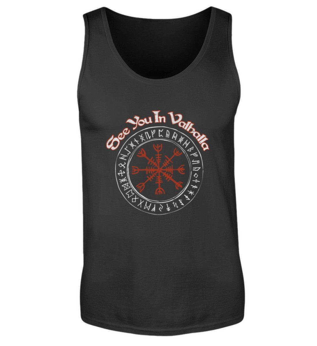 Wikinger Tanktop - "See You In Valhalla" Design mit Helm Of Awe (Ægishjálmr) - Nordic Viking Wear