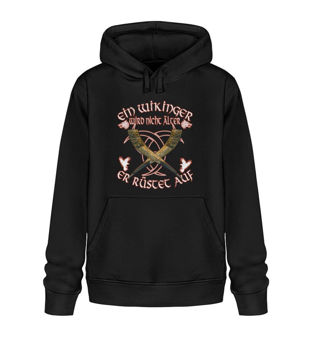 Wikinger Premium Hoodie Geburtstags-Shirt - "Ein Wikinger wird nicht älter, er rüstet auf" - Nordic Viking Wear