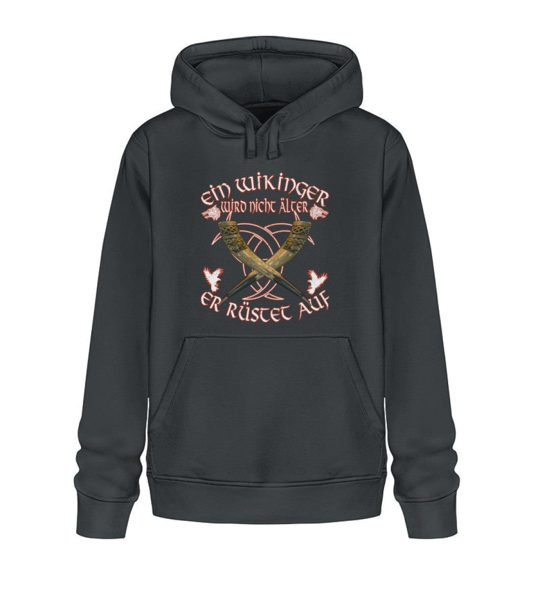 Wikinger Premium Hoodie Geburtstags-Shirt - "Ein Wikinger wird nicht älter, er rüstet auf" - Nordic Viking Wear