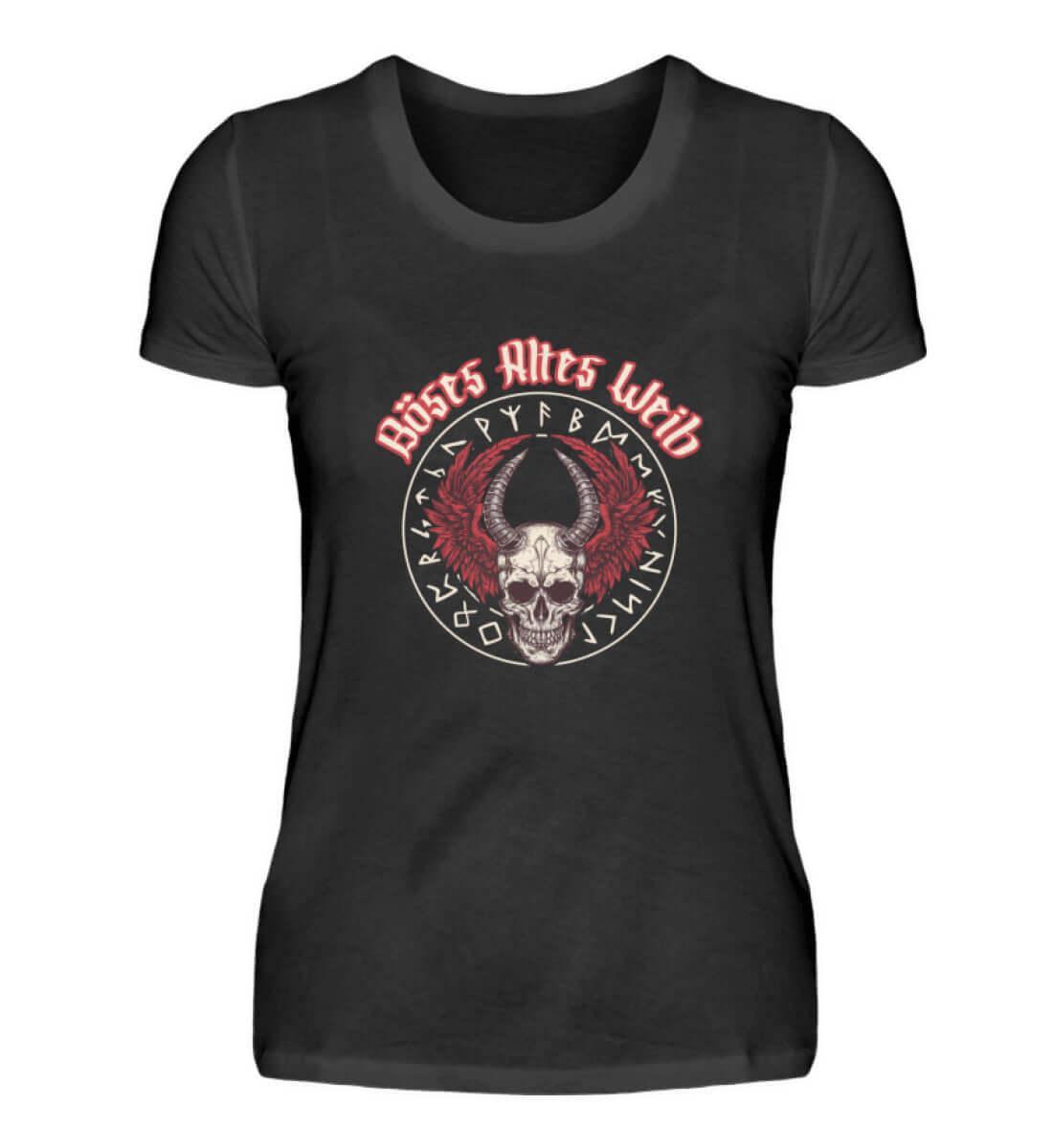 Schildmaid Premiumshirt 'Böses Altes Weib' – Walkürenflügel und Runenmacht - Nordic Viking Wear