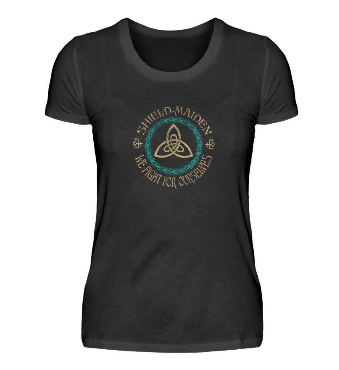 Schildmaiden Shirt "Wir kämpfen für uns selbst" – Kraftvolles Statement & Keltischer Knoten Design - Nordic Viking Wear