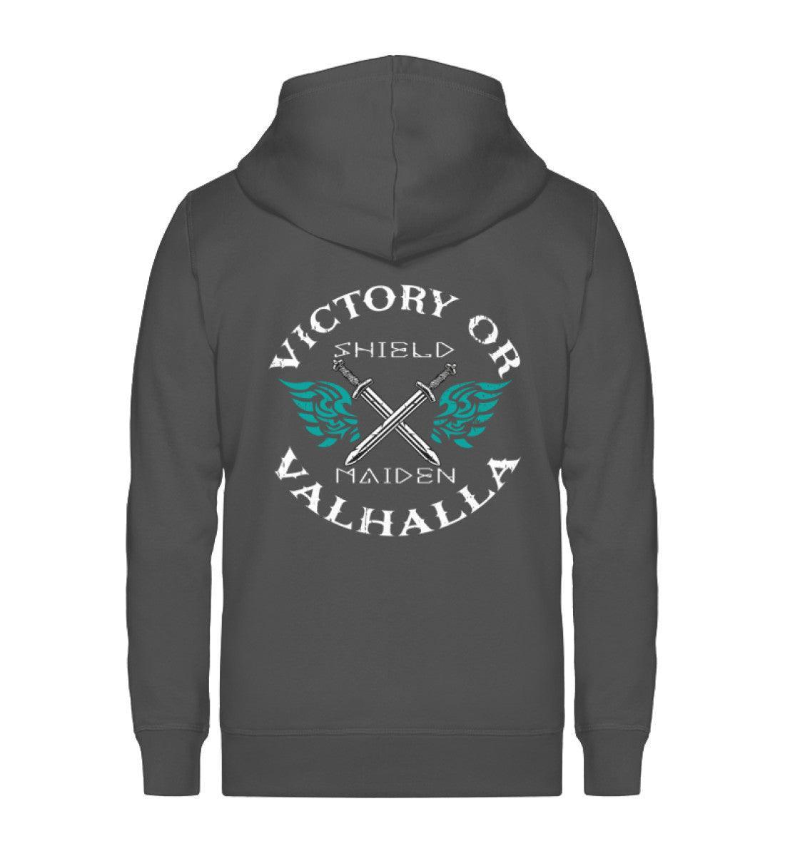 Schildmaiden Zip-Hoodie 'Sieg oder Walhalla' – Wikinger-Kriegerin Spirit - Nordic Viking Wear