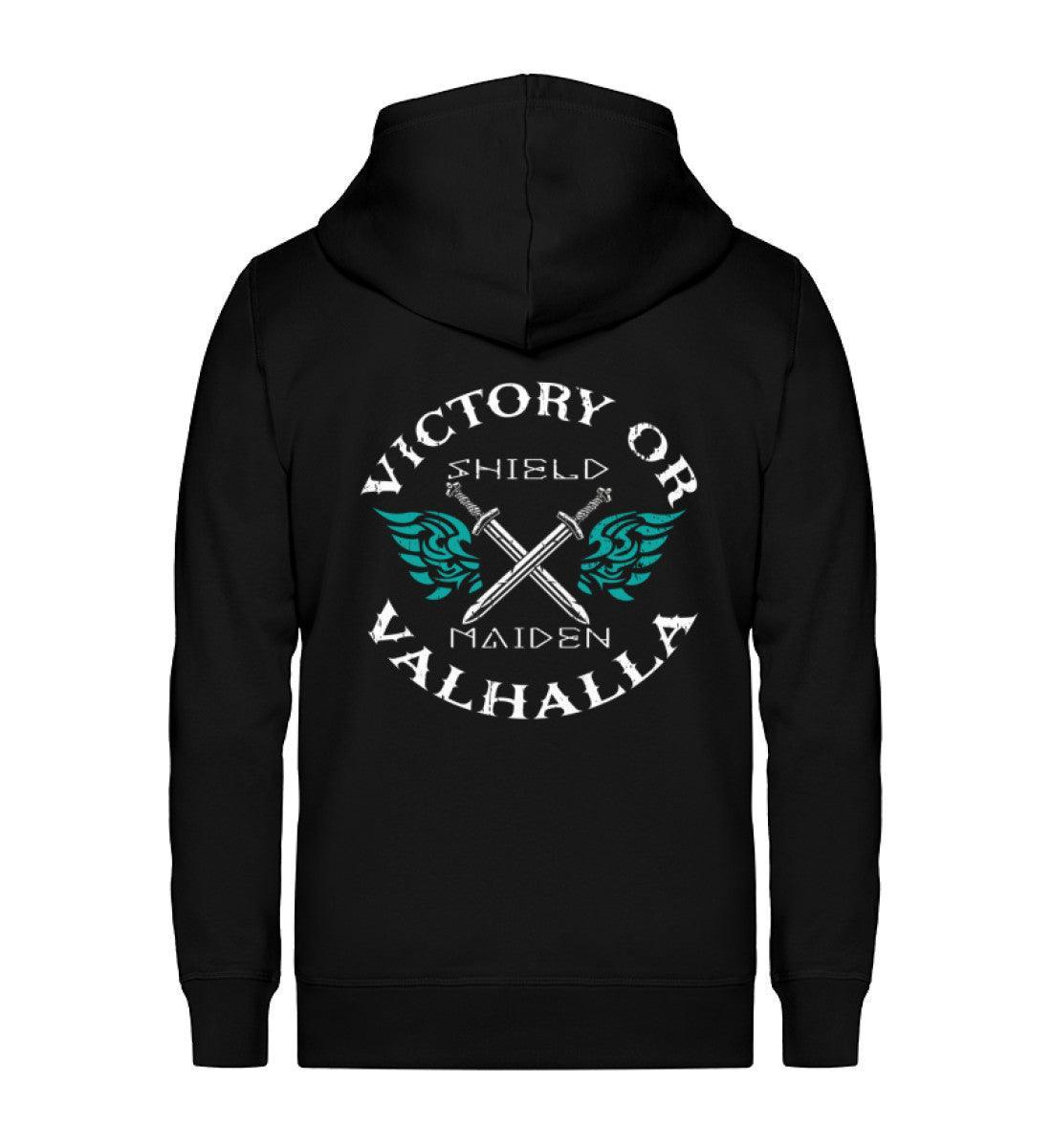 Schildmaiden Zip-Hoodie 'Sieg oder Walhalla' – Wikinger-Kriegerin Spirit - Nordic Viking Wear