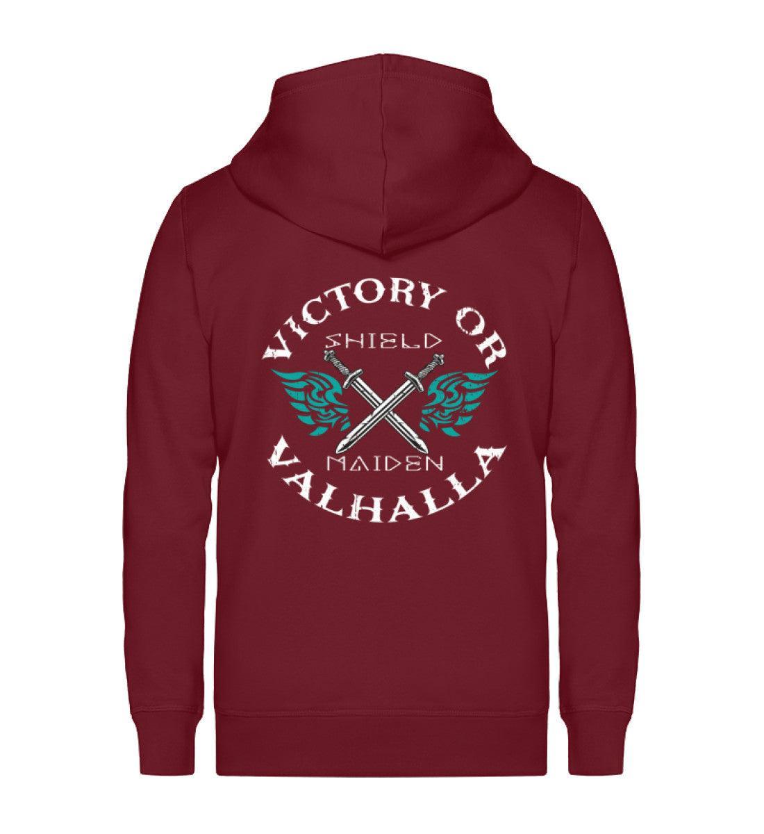 Schildmaiden Zip-Hoodie 'Sieg oder Walhalla' – Wikinger-Kriegerin Spirit - Nordic Viking Wear