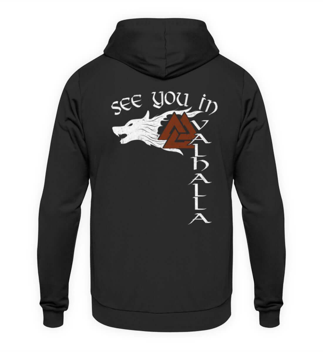 Fenris & Valknut: Das Erbe der Wikinger - Front und Rückendruck Hoodie mit mythischer Kraft - Nordic Viking Wear