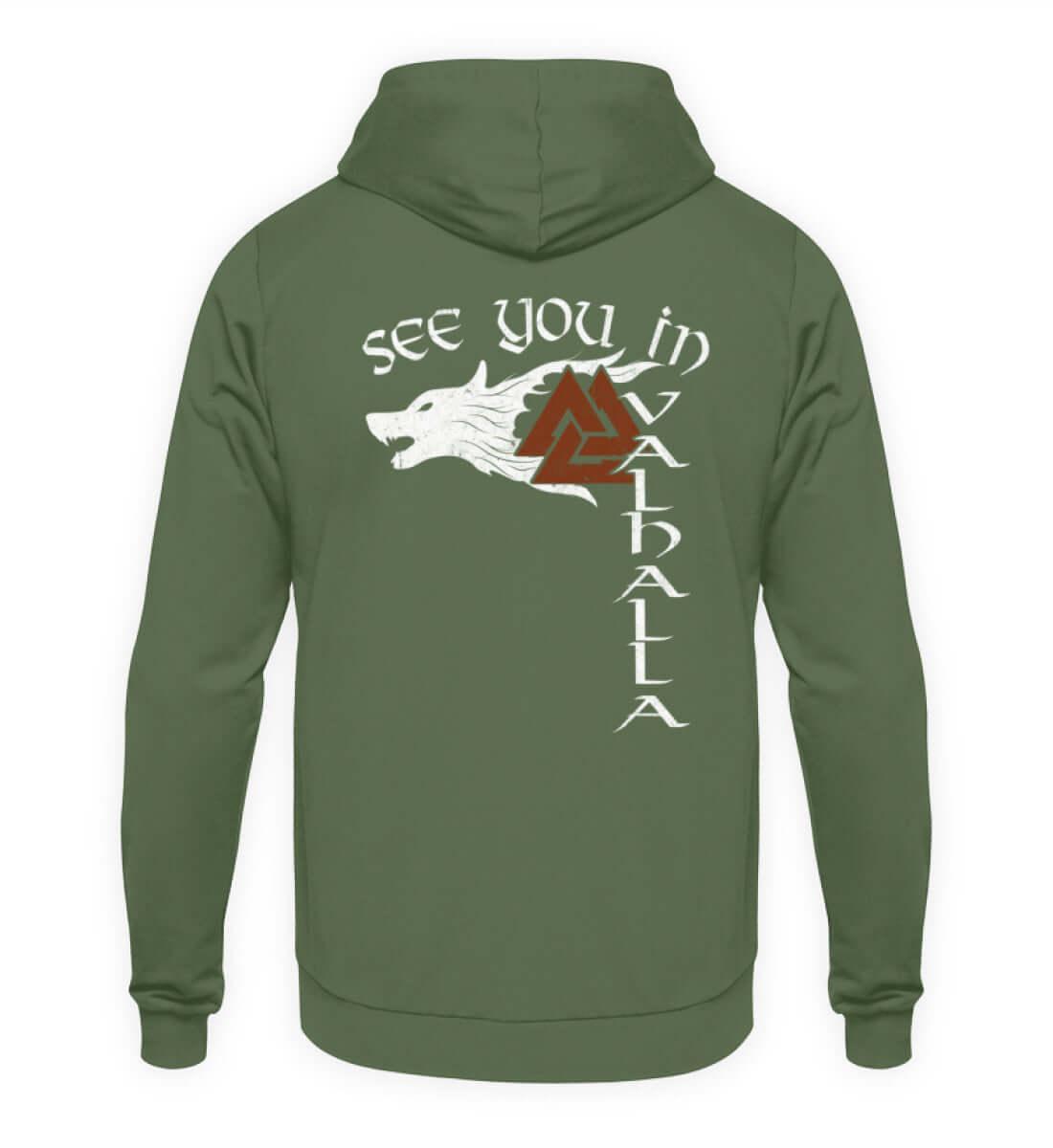 Fenris & Valknut: Das Erbe der Wikinger - Front und Rückendruck Hoodie mit mythischer Kraft - Nordic Viking Wear