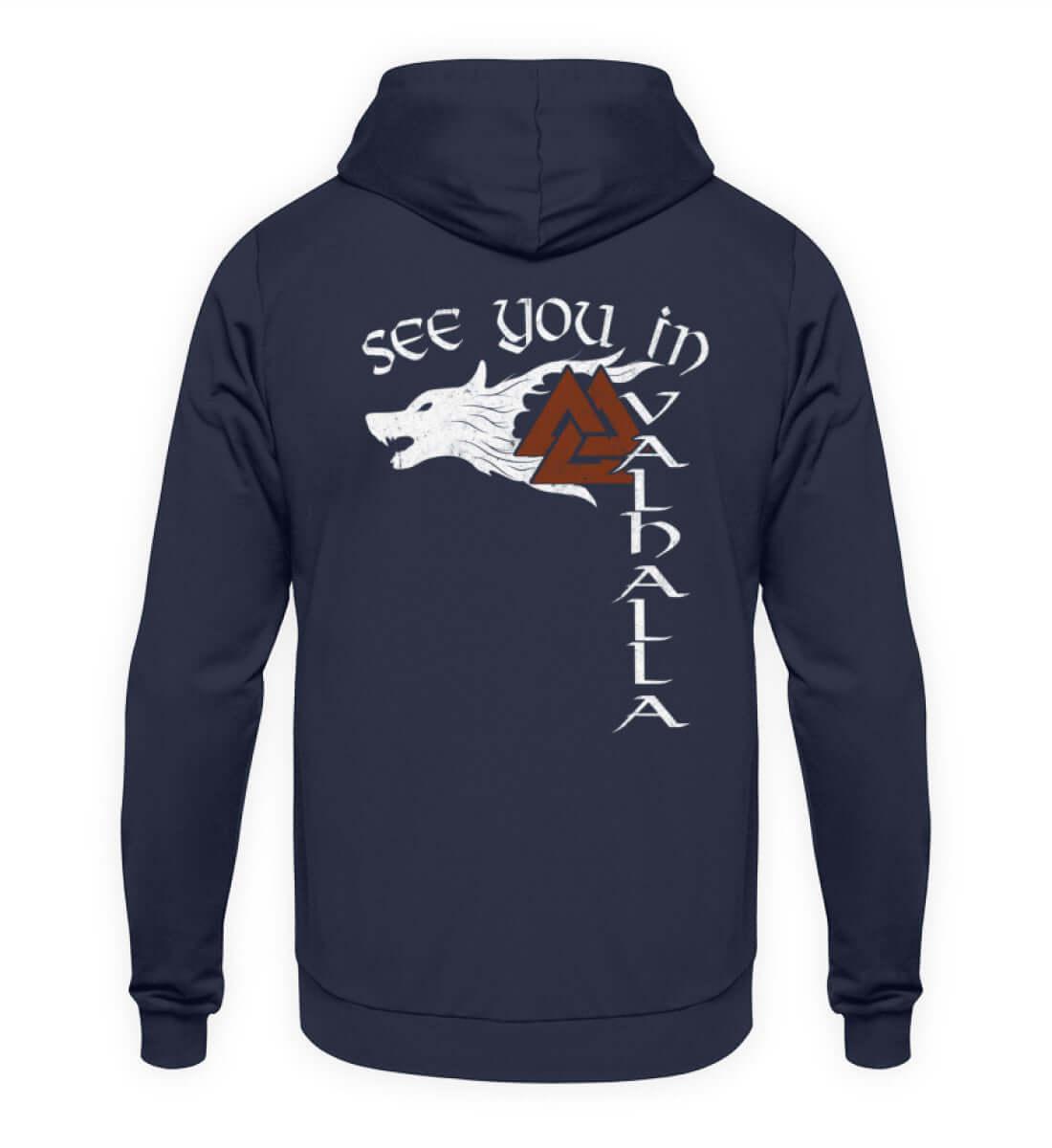 Fenris & Valknut: Das Erbe der Wikinger - Front und Rückendruck Hoodie mit mythischer Kraft - Nordic Viking Wear