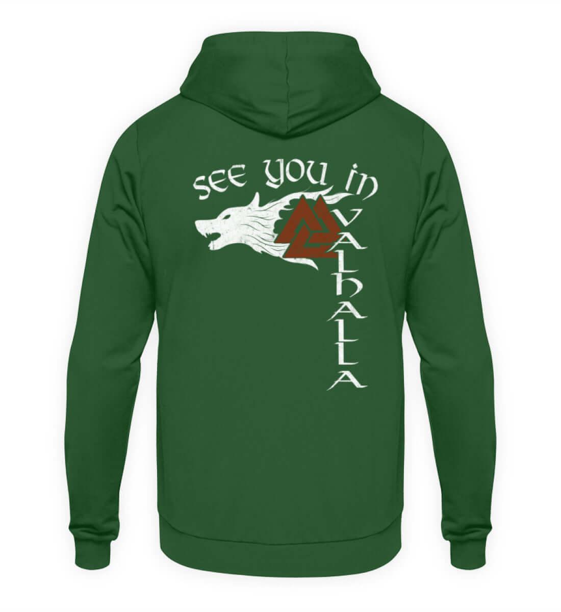 Fenris & Valknut: Das Erbe der Wikinger - Front und Rückendruck Hoodie mit mythischer Kraft - Nordic Viking Wear