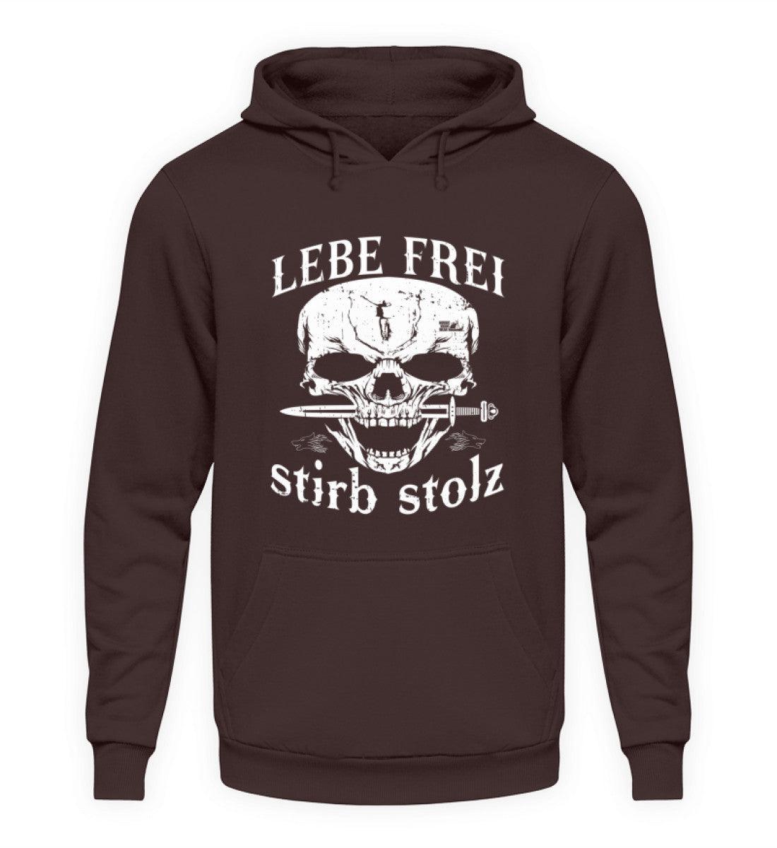 Lebe Frei, Stirb Stolz – Wikinger Hoodie mit Totenkopf und Schwert-Design - Nordic Viking Wear