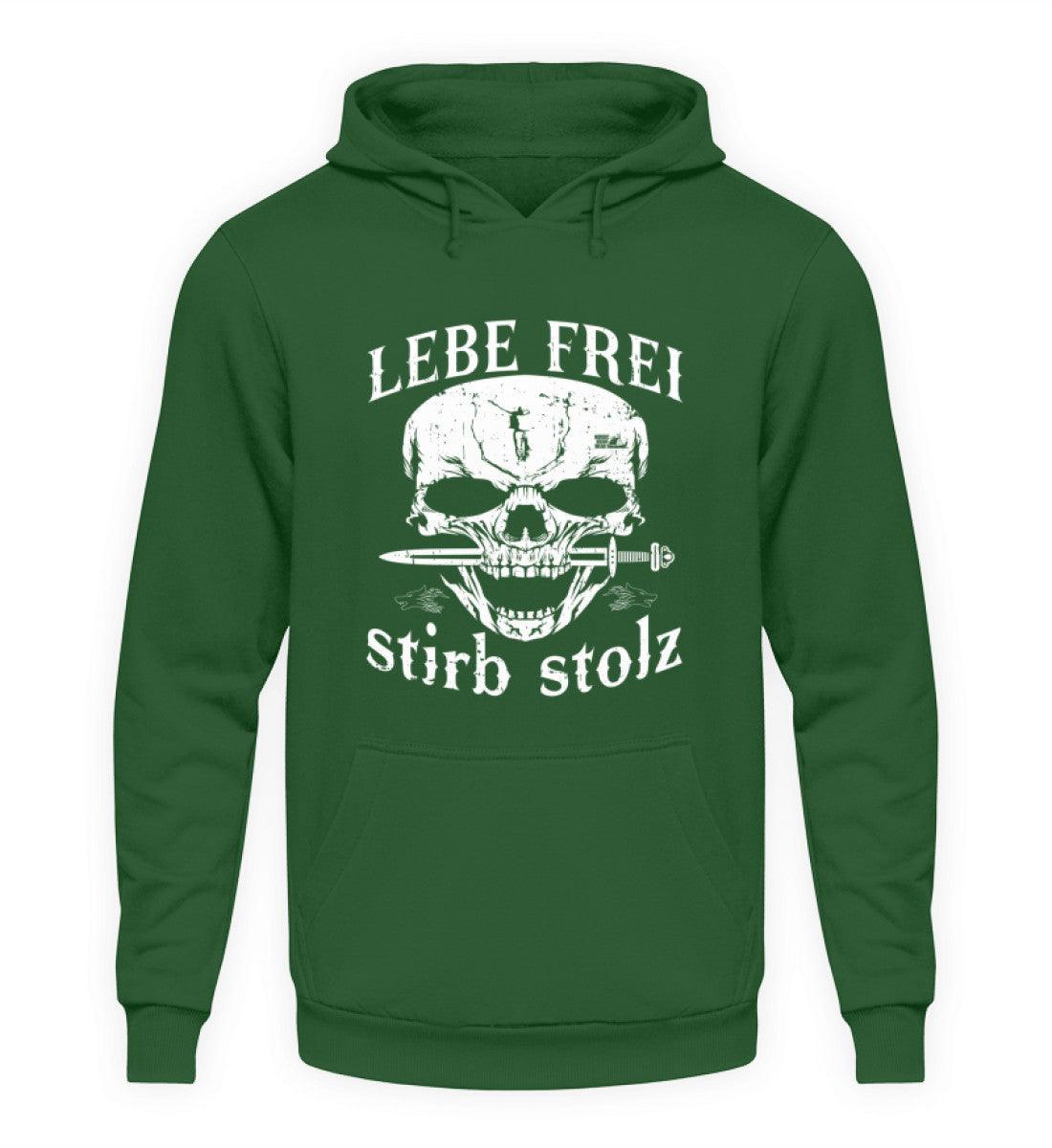 Lebe Frei, Stirb Stolz – Wikinger Hoodie mit Totenkopf und Schwert-Design - Nordic Viking Wear