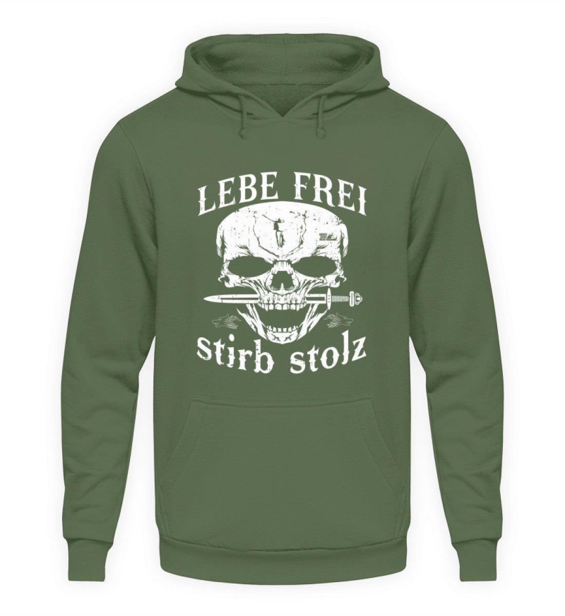 Lebe Frei, Stirb Stolz – Wikinger Hoodie mit Totenkopf und Schwert-Design - Nordic Viking Wear