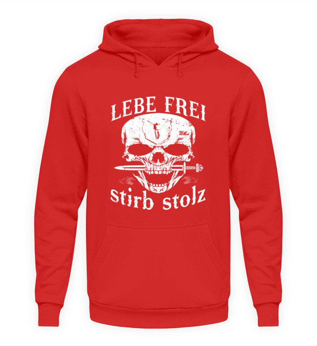Lebe Frei, Stirb Stolz – Wikinger Hoodie mit Totenkopf und Schwert-Design - Nordic Viking Wear