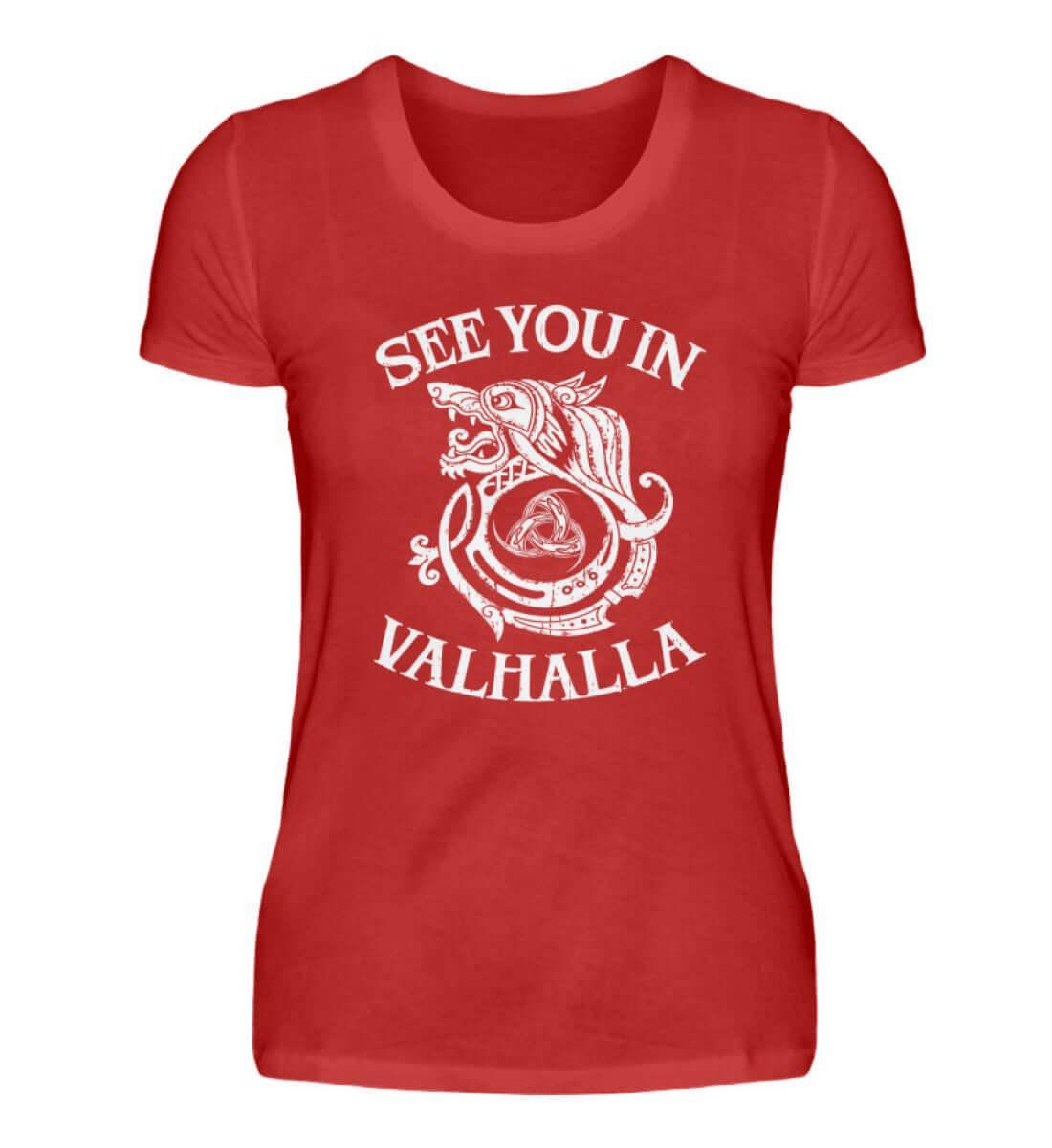 "See You in Valhalla" Damen Premium T-Shirt – Nordische Eleganz trifft auf Tapferkeit - Nordic Viking Wear