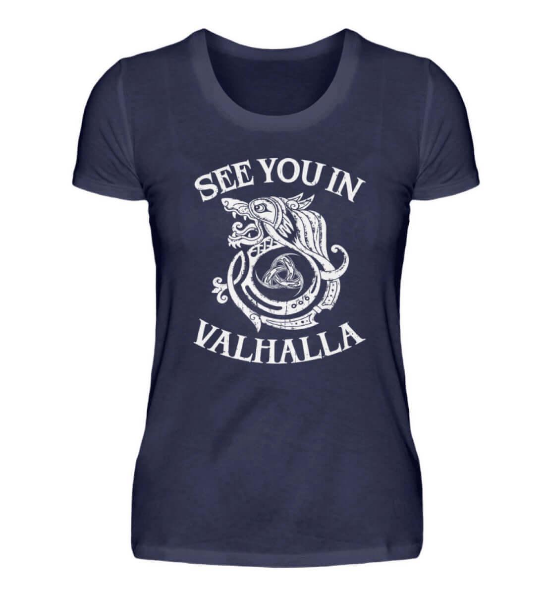 "See You in Valhalla" Damen Premium T-Shirt – Nordische Eleganz trifft auf Tapferkeit - Nordic Viking Wear