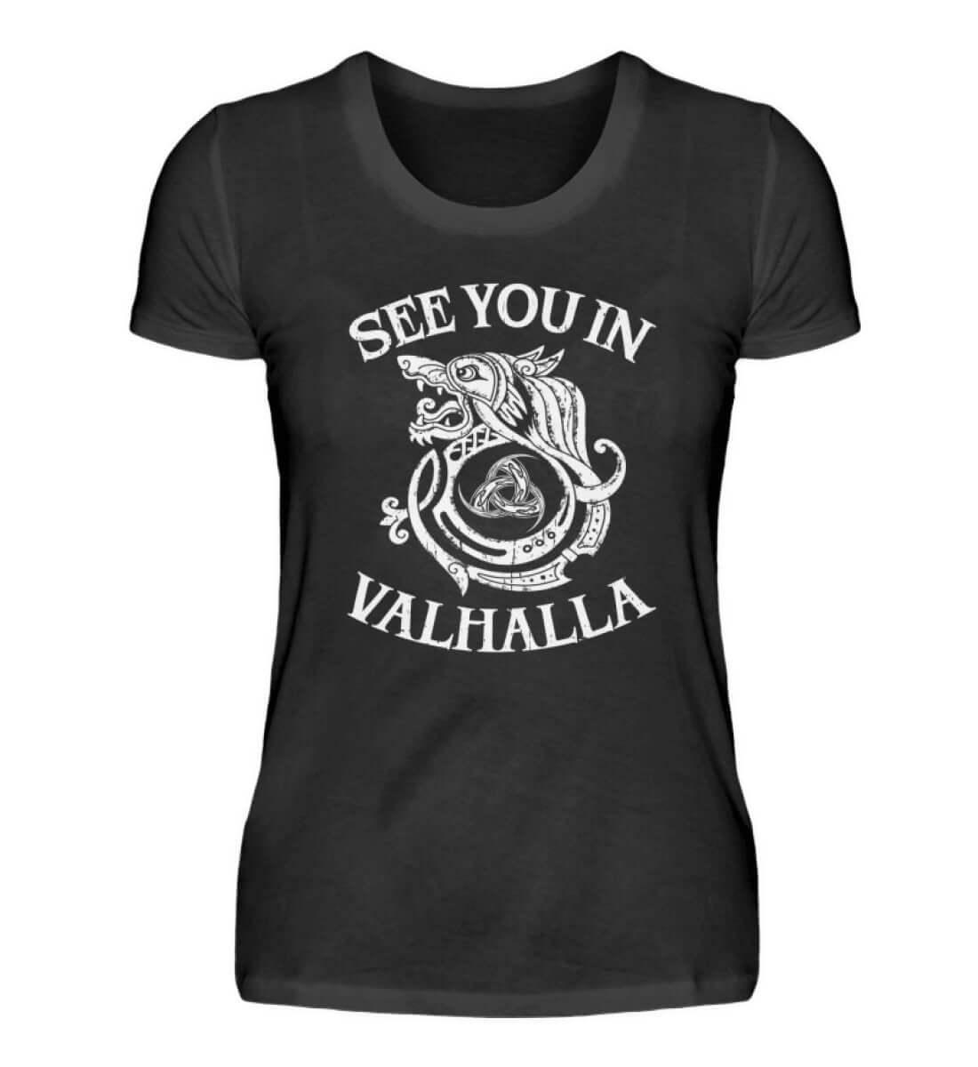 "See You in Valhalla" Damen Premium T-Shirt – Nordische Eleganz trifft auf Tapferkeit - Nordic Viking Wear