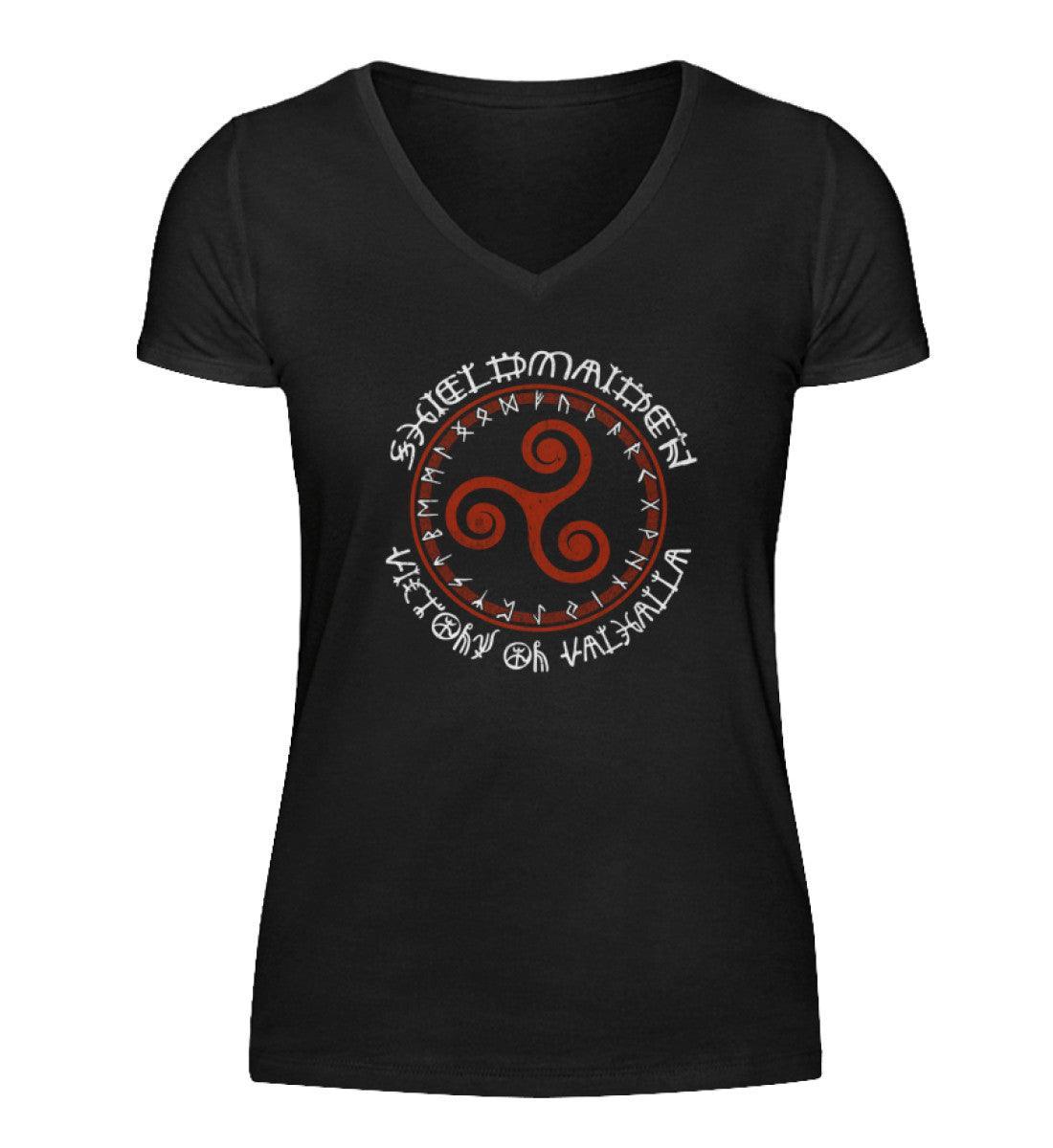 Shieldmaiden Triskele Runen V-Neck - V-Neck Damenshirt - Nordic Viking Wear