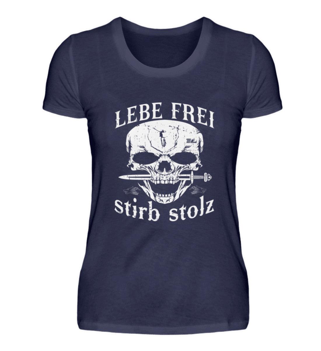 Lebe Frei, Stirb Stolz – Schildmaiden Shirt mit Totenkopf und Schwert-Design - Nordic Viking Wear