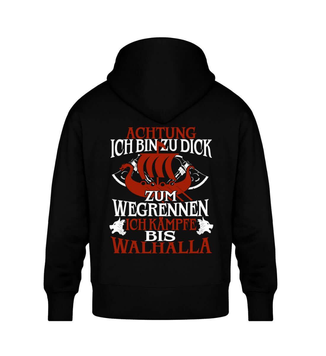 Wikinger "Zu Dick zum Wegrennen" Oversized Hoodie - Kampfbereiter Backprint Pullover - Nordic Viking Wear