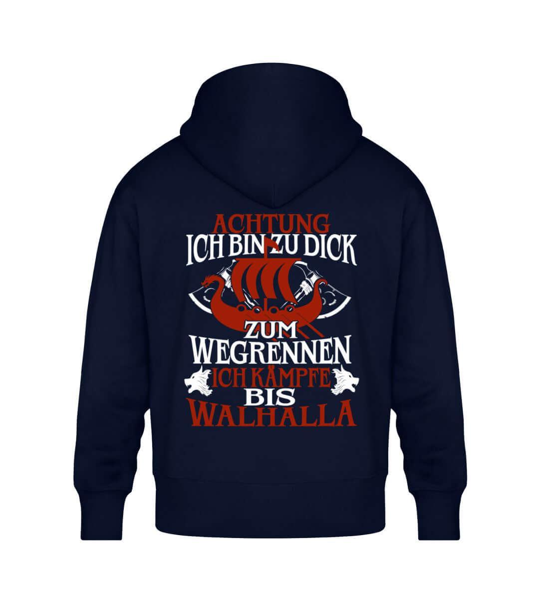 Wikinger "Zu Dick zum Wegrennen" Oversized Hoodie - Kampfbereiter Backprint Pullover - Nordic Viking Wear