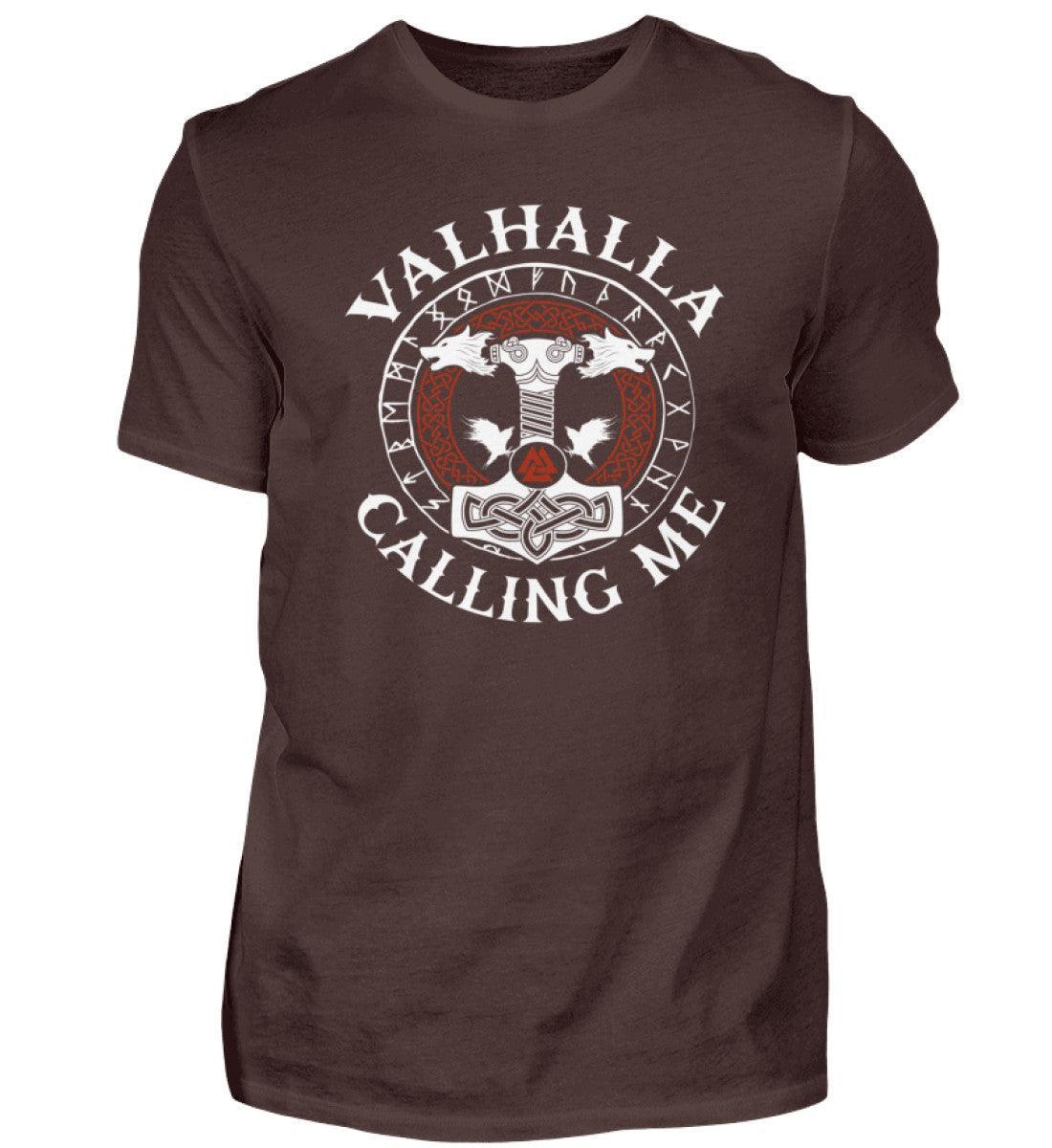 Wikinger Premium T-Shirt "Valhalla Calling Me" | Fenris Wolf & Thors Hammer Design - Nordic Viking Wear