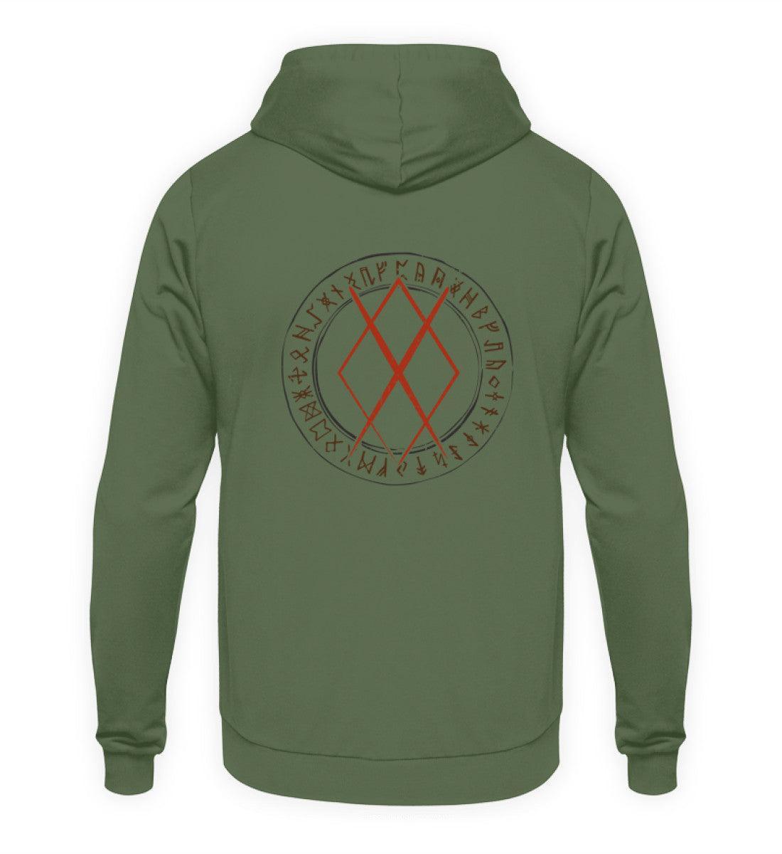 Wikinger Hoodie Gungnir-Rune und Runenkreis - Kraftvolles Nordisches Design - Nordic Viking Wear