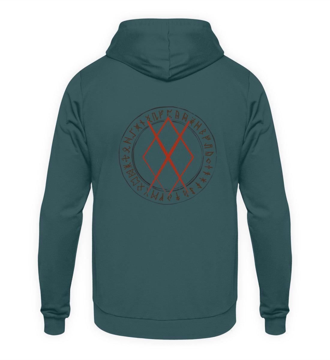 Wikinger Hoodie Gungnir-Rune und Runenkreis - Kraftvolles Nordisches Design - Nordic Viking Wear