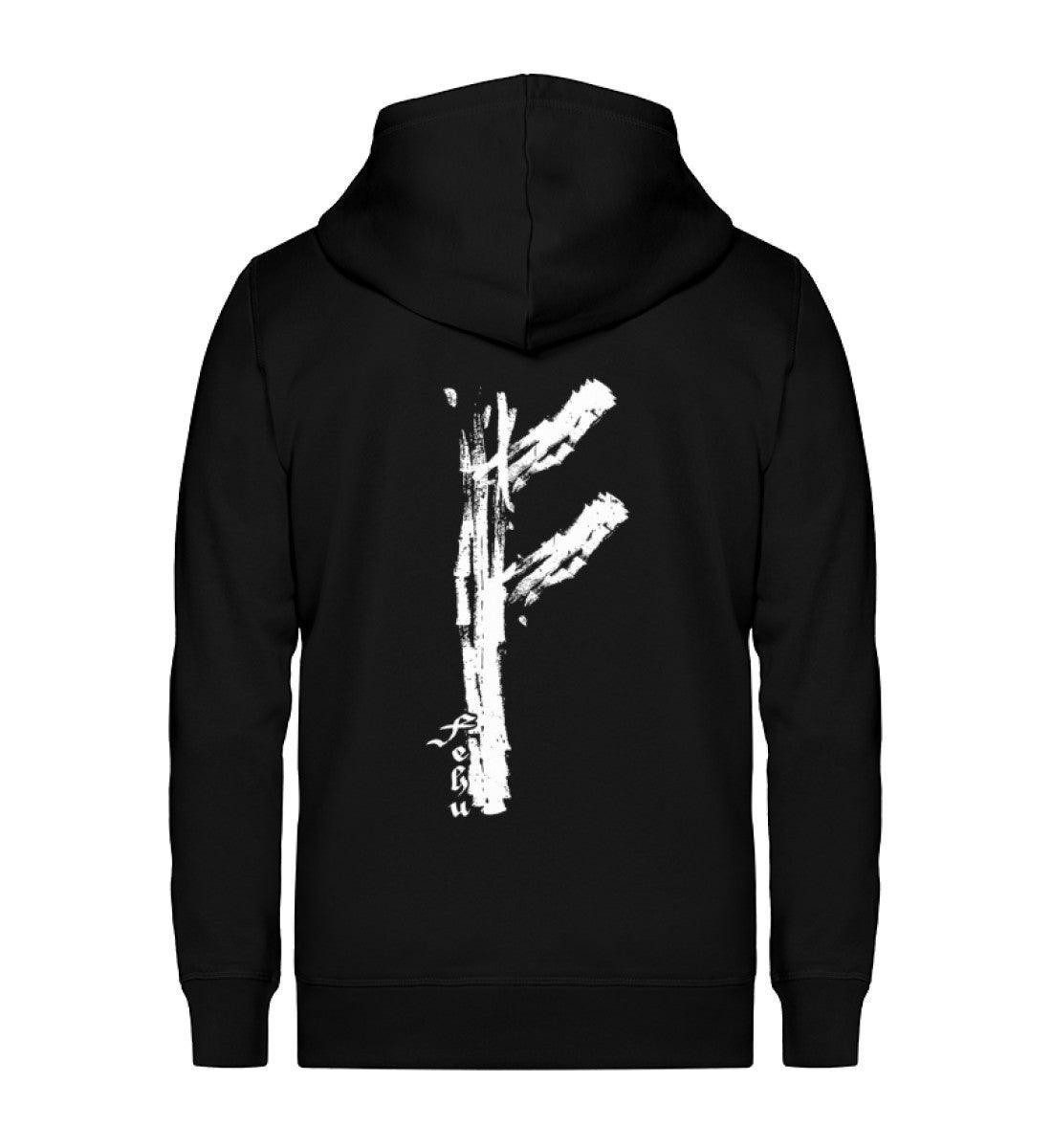 Wikinger/Schildmaiden Fehu Runen Zipp Hoodie - Symbol für Wohlstand und Energie - Nordic Viking Wear