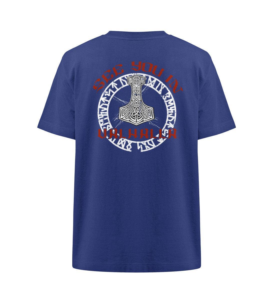 Wikinger Oversize Shirt mit Runenkreis, Thors Hammer und "See You in Valhalla" Spruch - Nordic Viking Wear