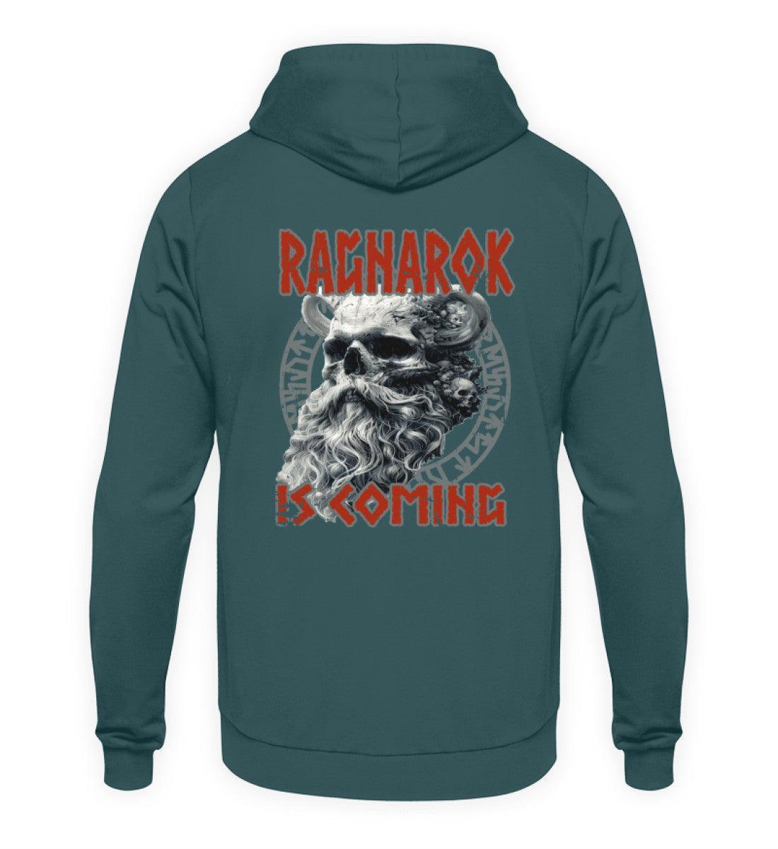 Wikinger-Hoodie "Ragnarok is Coming" – Nordische Mythologie, Krieger-Skull-Design - Nordic Viking Wear