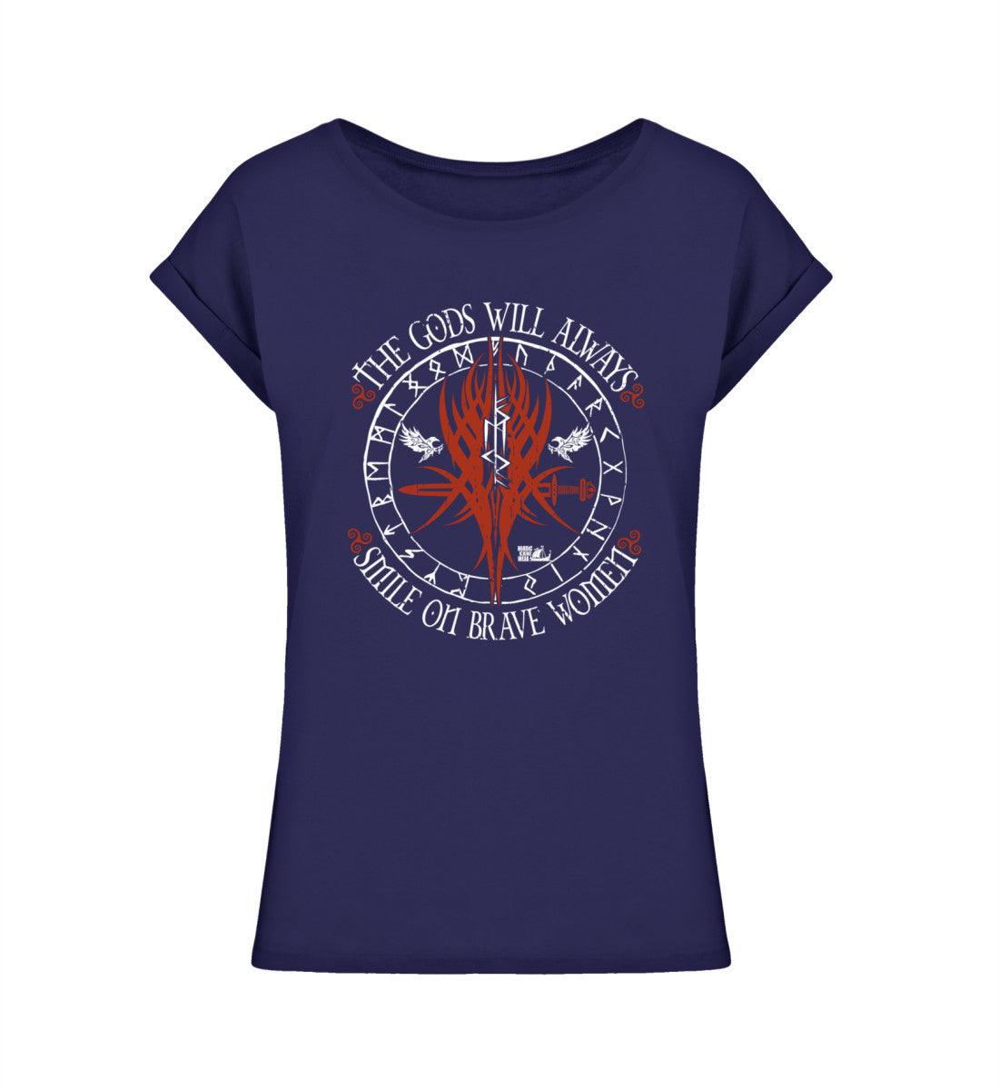 Schildmaiden Extended Shirt The Gods Will Always Smile on Brave Women - Ladies Extended Shoulder Tee - Nordic Viking Wear
