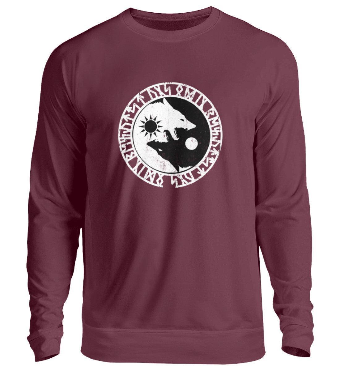 Wikinger Sweatshirt - Geri und Freki, Odins Wölfe mit Runenkreis - Nordic Viking Wear
