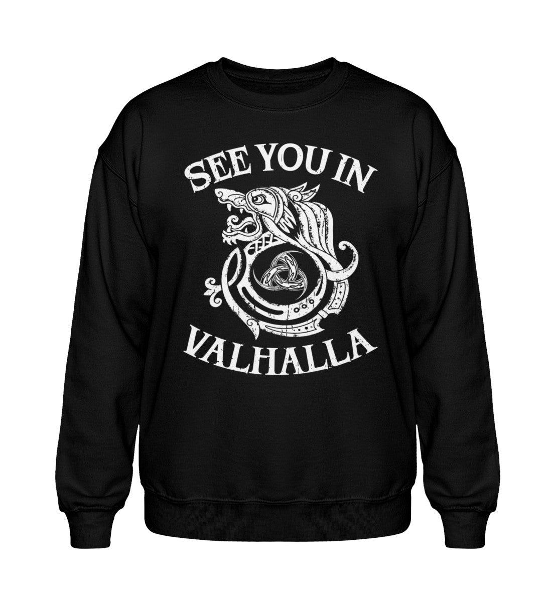 See You in Valhalla – Wikinger Heavy Sweatshirt mit Wolf & Knotenmuster - Nordic Viking Wear