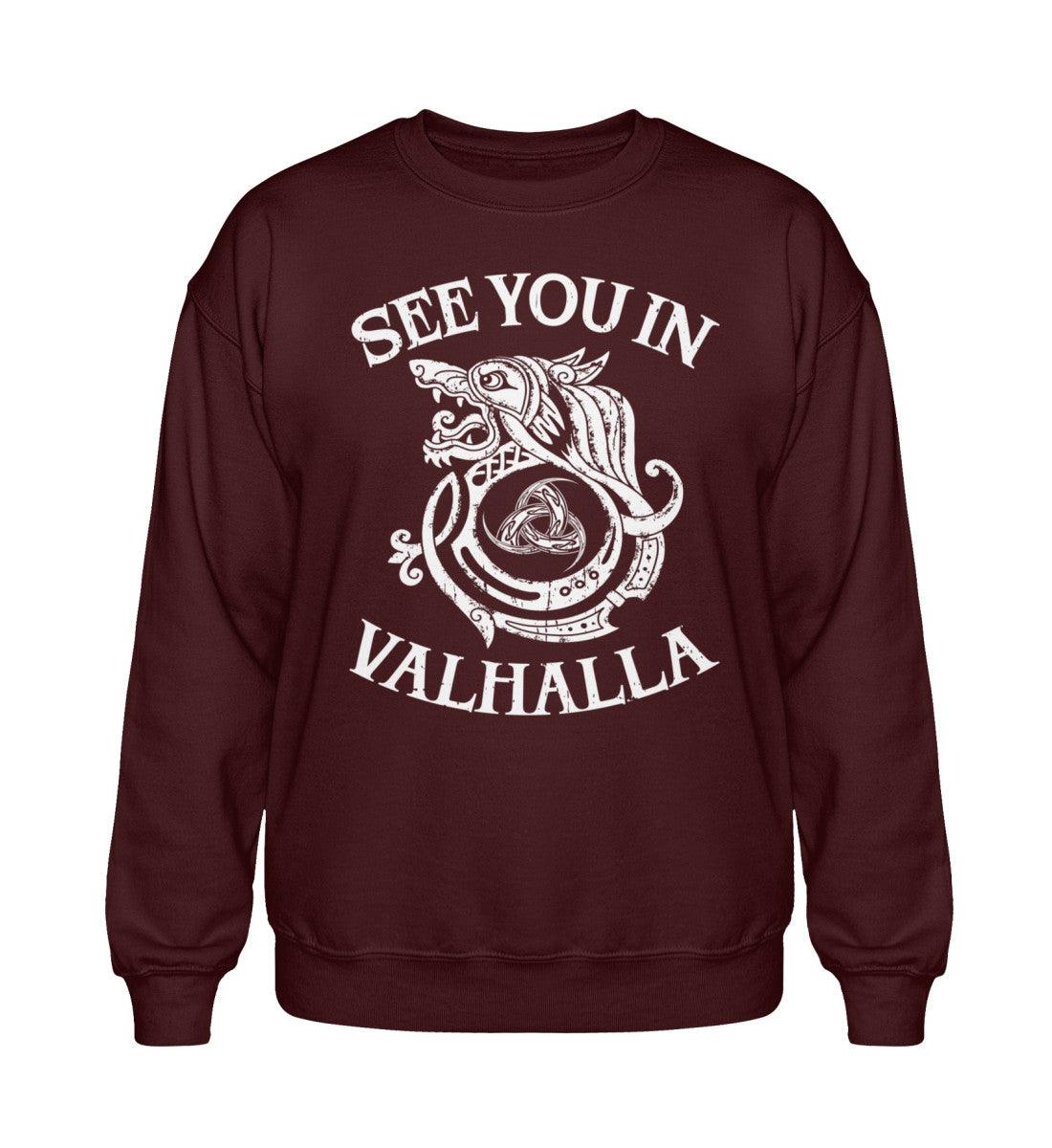 See You in Valhalla – Wikinger Heavy Sweatshirt mit Wolf & Knotenmuster - Nordic Viking Wear