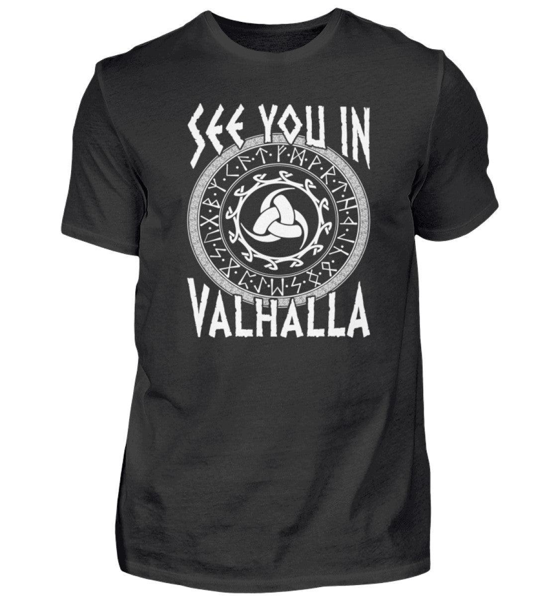 See You In Valhalla Odins Gjallarhorn Mit Runenkreis - Herren Premiumshirt - Nordic Viking Wear
